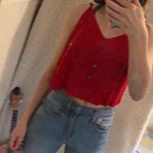 Red Cropped Tank Top